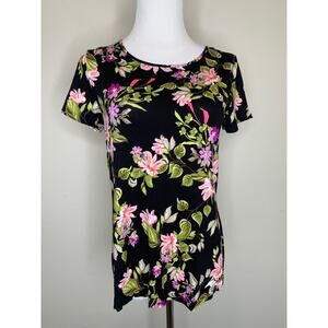 J Jill Floral Tropical T Shirt Blouse Sz XS